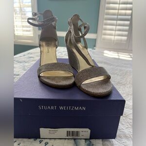 Stuart Weitzman Backdraft multi noir Wedge Sandals - Silver 10 wide